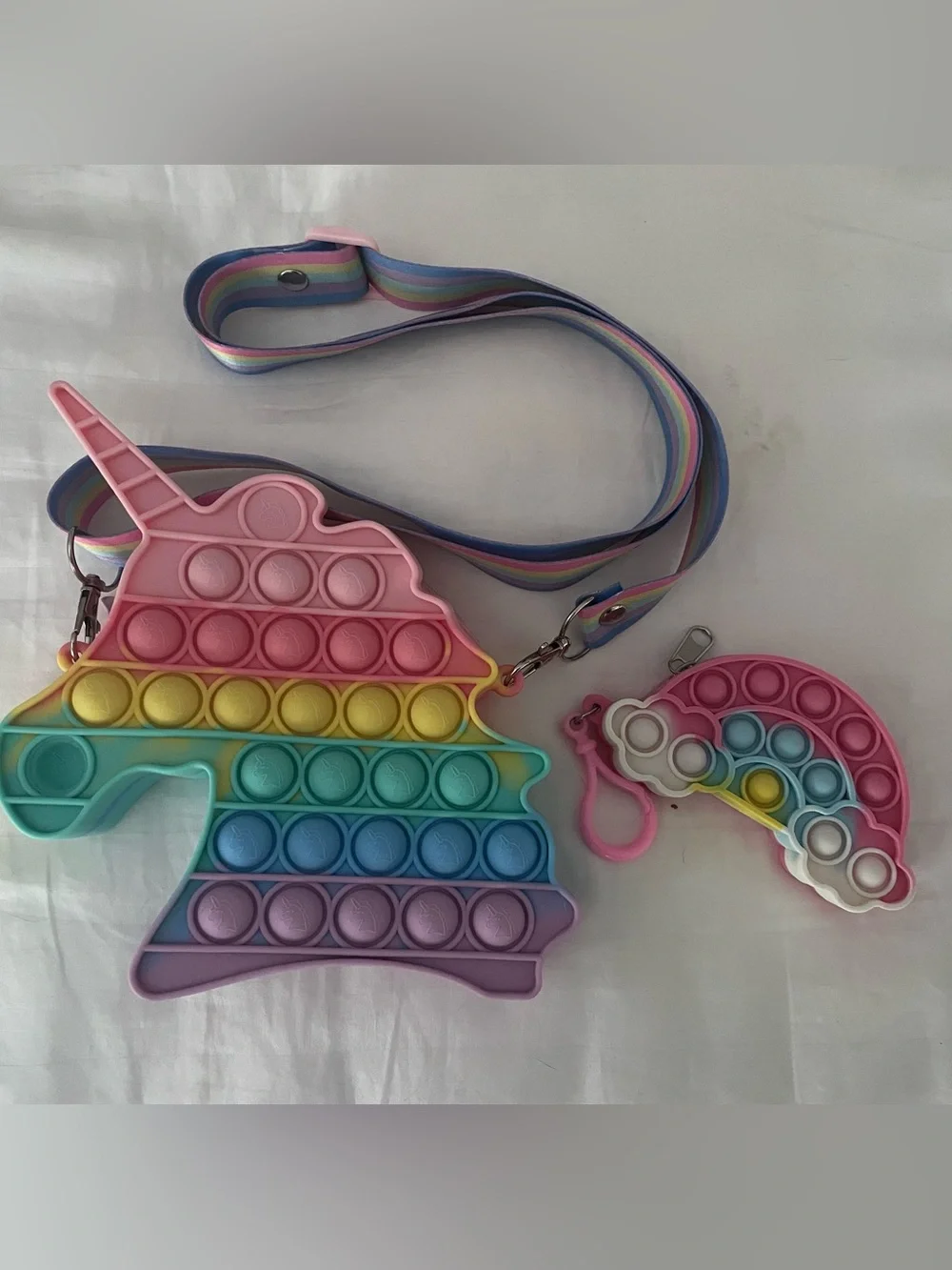 Rainbow Pop-It Crossbody Bag with Matching Keychain